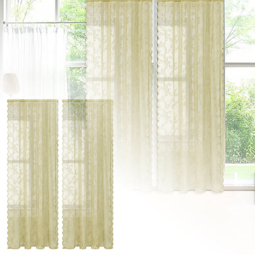 100cm Wide X 140cm Long French Lace Window Curtain Semi Lace Curtain And Through Bar Curtain Dark Curtains 96 Inches Lace Curtains Girl Curtains for Bedroom 2 Panels Set 2 Panel Curtain Lightweight